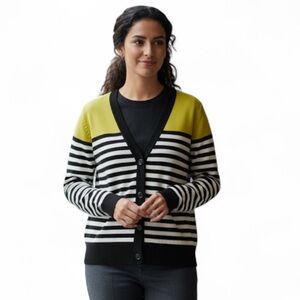 Cleo Black and Yellow Striped Cardigan